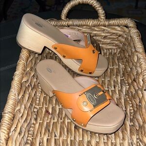 Dr. Scholl’s Original Max Orange Leather Women's Sandals NEW